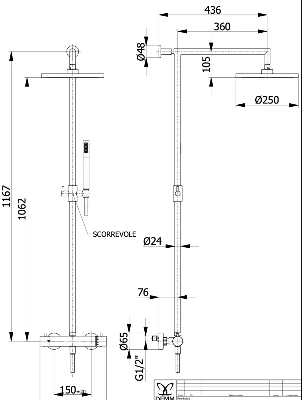 DEMM Shower douchecombinatie thermostaat met regendouche chroom 1208946967