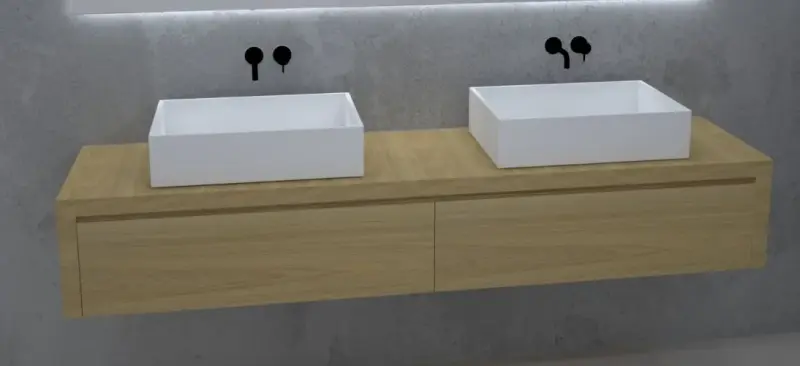 TopLine Delft massief eiken badmeubel met 1 lade greeploos 120x50x35cm kleur Mist 1208947013