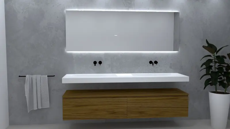 TopLine Utrecht massief eiken badmeubel 120x50x35cm met topblad kleur Dark Oak - 2 lades 1208947069