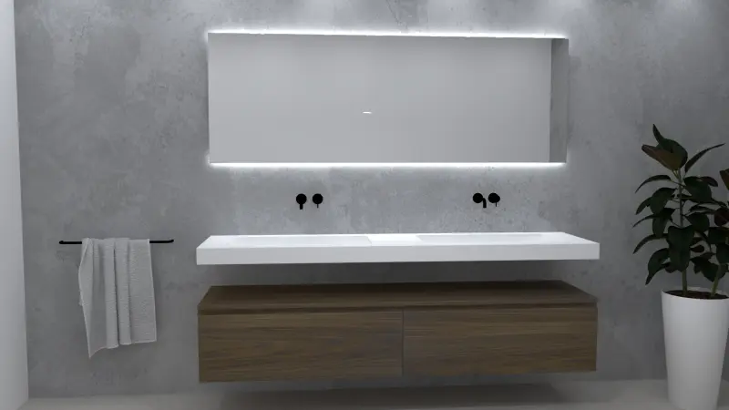 TopLine Utrecht massief eiken badmeubel 160x50x35cm met topblad kleur Havanna - 2 lades 1208947081