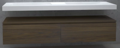 TopLine Utrecht massief eiken badmeubel 240x50x35cm met topblad kleur Havanna - 2 lades 1208947091