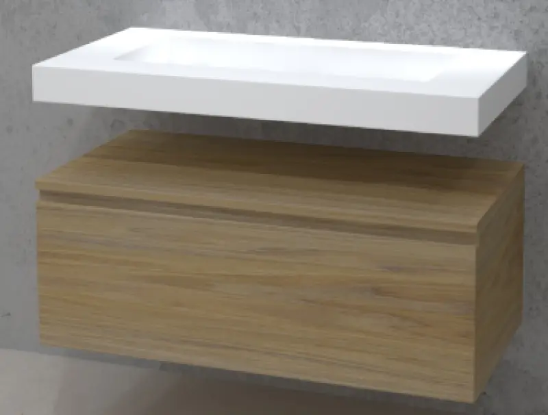 TopLine Utrecht massief eiken badmeubel 90x50x35cm met topblad kleur Natural - 1 lade 1208947099