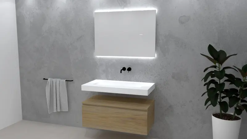 TopLine Utrecht massief eiken badmeubel 90x50x35cm met topblad kleur Natural - 1 lade 1208947099