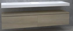 TopLine Utrecht massief eiken badmeubel 230x50x35cm met topblad kleur Smoke  - 2 lades 1208947112