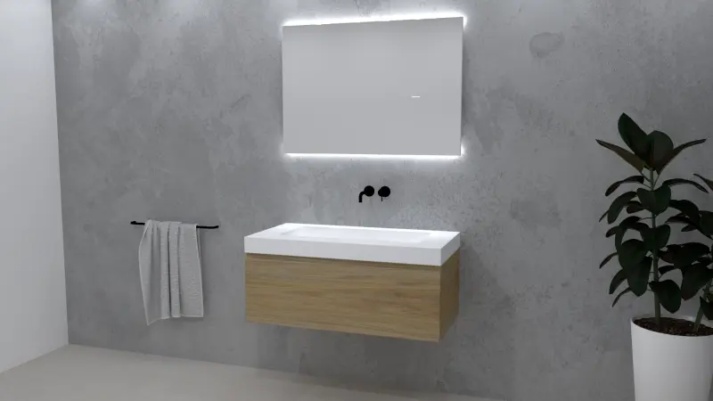 TopLine Amsterdam massief eiken badmeubel 90x50x35cm kleur Natural - 1 lade 1208947124