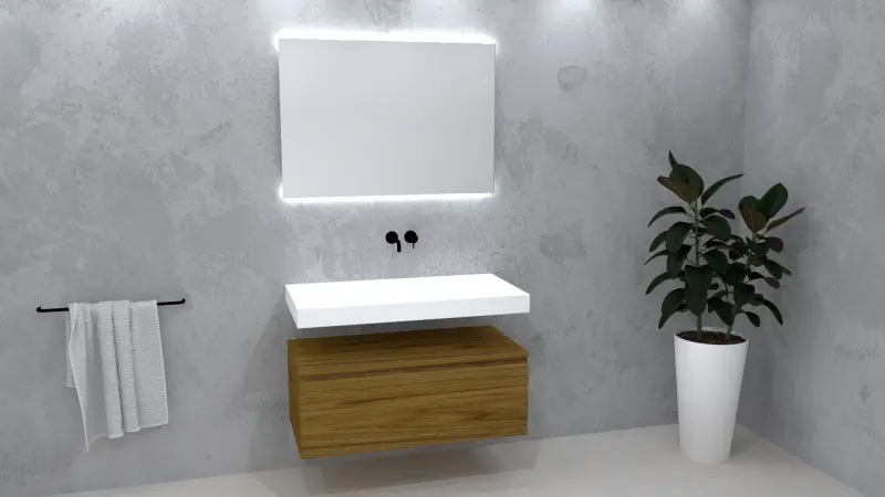 TopLine Utrecht massief eiken badmeubel 70x50x35cm met topblad kleur Dark Oak - 1 lade 1208947144