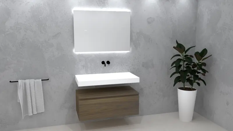 TopLine Utrecht massief eiken badmeubel 140x50x35cm met topblad kleur Havanna - 1 lade 1208947161