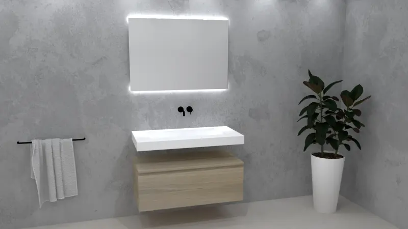 TopLine Utrecht massief eiken badmeubel 90x50x35cm met topblad kleur Smoke - 1 lade 1208947166