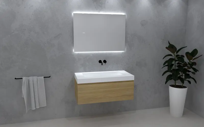 TopLine Amsterdam massief eiken badmeubel 70x50x35cm kleur Mist - 1 lade 1208947184