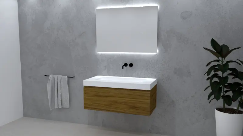 TopLine Amsterdam massief eiken badmeubel 130x50x35cm kleur Dark Oak - 1 lade 1208947211