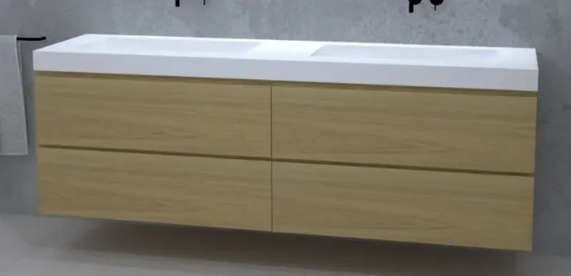 TopLine Amsterdam massief eiken badmeubel 130x50x60cm kleur Mist - 4 lades - 1208947214