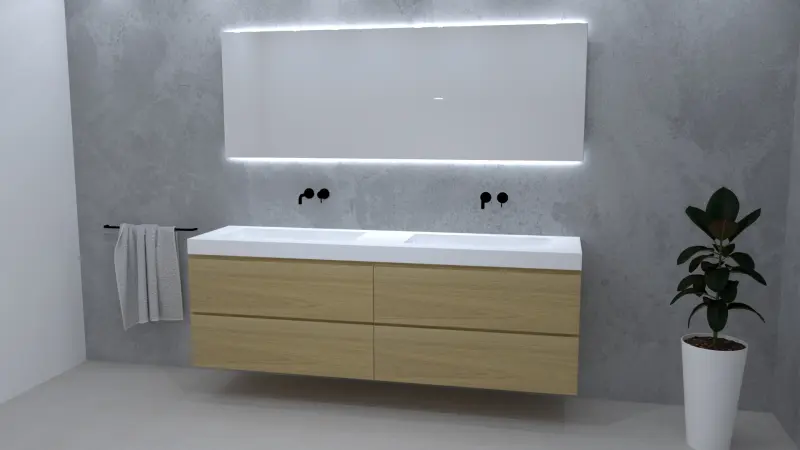 TopLine Amsterdam massief eiken badmeubel 280x50x60cm kleur Mist - 4 lades - 1208947229