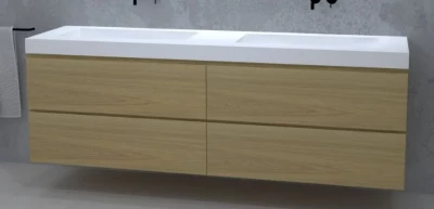 TopLine Amsterdam massief eiken badmeubel 290x50x60cm kleur Mist - 4 lades - 1208947230