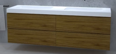 TopLine Amsterdam massief eiken badmeubel 140x50x60cm kleur Dark Oak - 4 lades - 1208947235