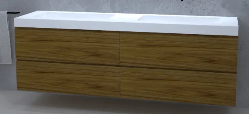 TopLine Amsterdam massief eiken badmeubel 200x50x60cm kleur Dark Oak - 4 lades - 1208947241