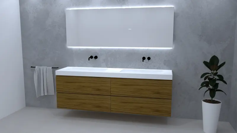 TopLine Amsterdam massief eiken badmeubel 260x50x60cm kleur Dark Oak - 4 lades - 1208947247