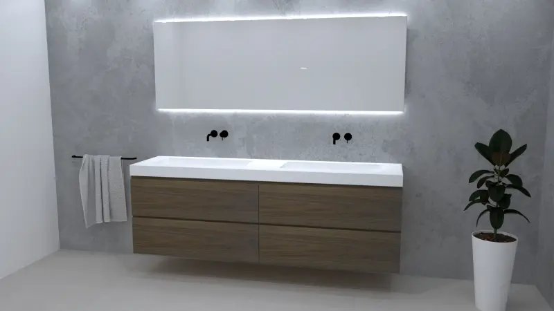 TopLine Amsterdam massief eiken badmeubel 250x50x60cm kleur Havanna - 4 lades - 1208947258