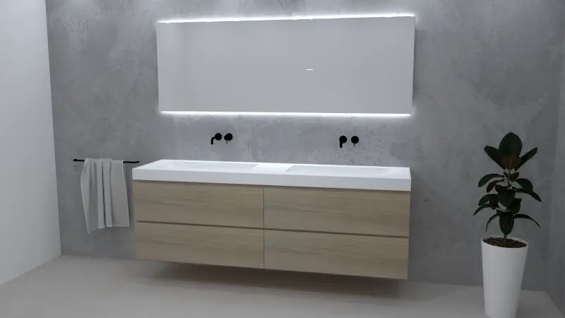 TopLine Amsterdam massief eiken badmeubel 210x50x60cm kleur Smoke - 4 lades - 1208947281