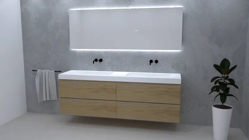 TopLine Amsterdam massief eiken badmeubel 260x50x60cm kleur Natural - 4 lades - 1208947295