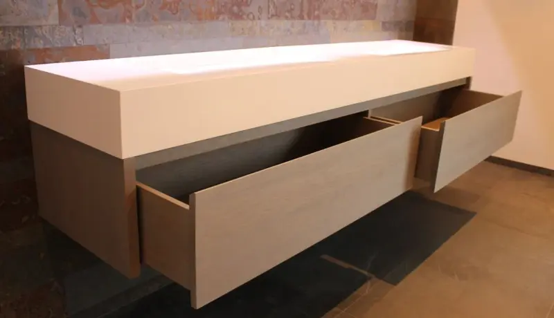 TopLine Amsterdam massief eiken badmeubel 140x50x60cm kleur Havanna - 2 lades onder elkaar - 1208947333