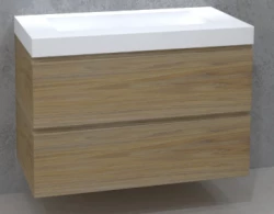 TopLine Amsterdam massief eiken badmeubel 140x50x60cm kleur Natural - 2 lades onder elkaar - 1208947337