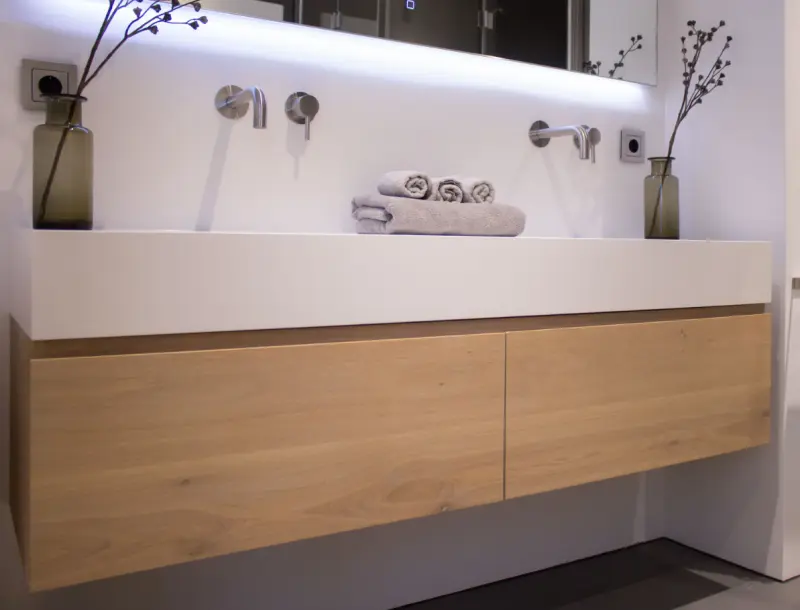 TopLine Amsterdam massief eiken badmeubel 140x50x60cm kleur Natural - 2 lades onder elkaar - 1208947337