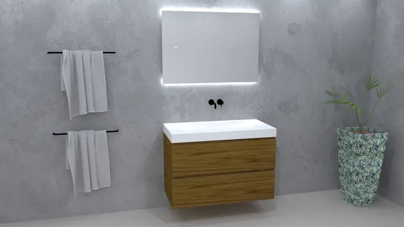 TopLine Amsterdam massief eiken badmeubel 150x50x60cm kleur Dark Oak - 2 lades onder elkaar -  1208947351