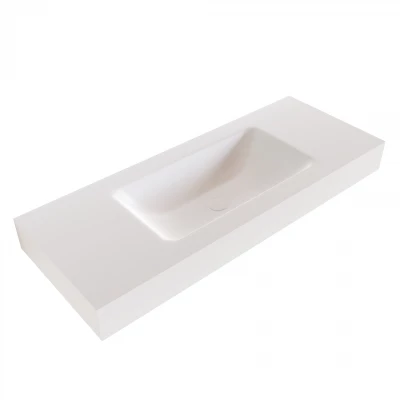 Solid-S Big small solid surface vrijhangende wastafel 70x46x12cm mat wit - 1 wasbak midden 1208947382