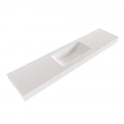 Solid-S Miami Small solid surface vrijhangende wastafel 170x46x12cm mat wit - 1 wasbak midden 1208947393