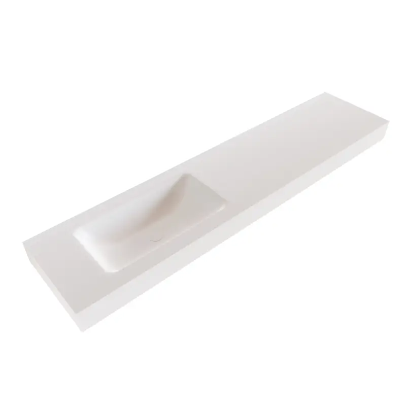 Solid-S Miami Small solid surface vrijhangende wastafel 170x46x12cm mat wit - 1 wasbak links 1208947405