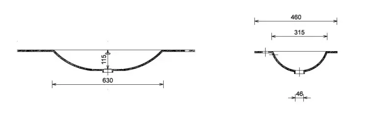 Solid-S Miami Small solid surface vrijhangende wastafel 200x46x12cm mat wit - 1 wasbak rechts 1208947409