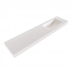 Solid-S Miami Small solid surface vrijhangende wastafel 170x46x12cm mat wit - 1 wasbak rechts 1208947412