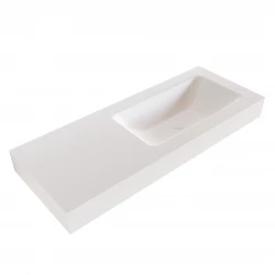 Solid-S Miami Small solid surface vrijhangende wastafel 160x46x12cm mat wit - 1 wasbak rechts 1208947413
