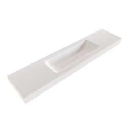 Solid-S Miami Medium solid surface vrijhangende wastafel 130x46x12cm mat wit - 1 wasbak midden 1208947424