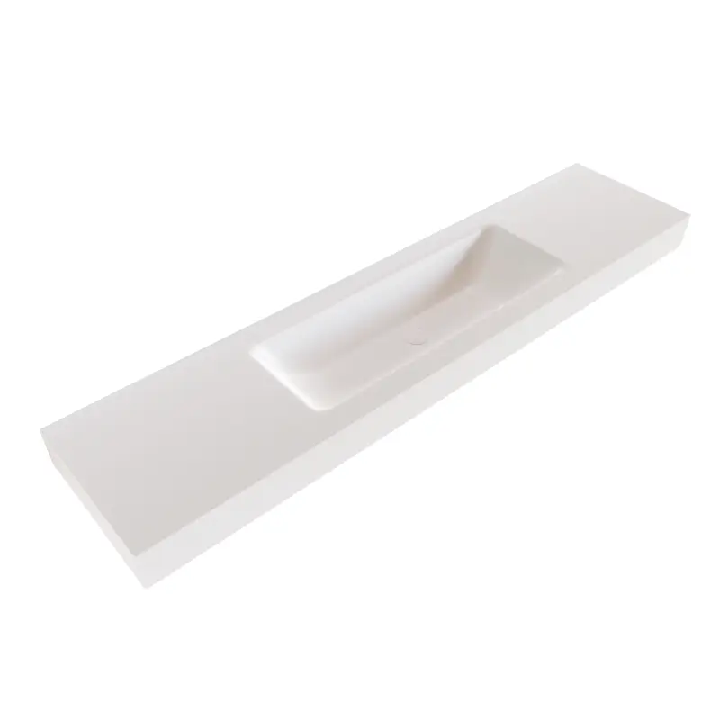 Solid-S Miami Medium solid surface vrijhangende wastafel 180x46x12cm mat wit - 1 wasbak midden 1208947429