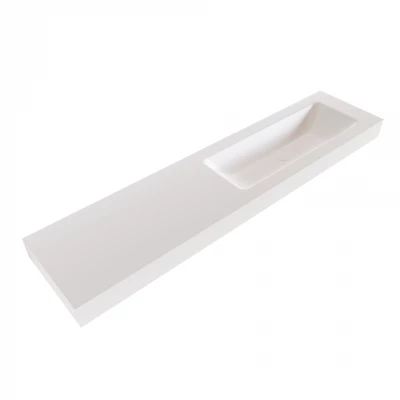 Solid-S Miami Medium solid surface vrijhangende wastafel 190x46x12cm mat wit - 1 wasbak rechts 1208947447