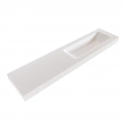 Solid-S Miami Medium solid surface vrijhangende wastafel 200x46x12cm mat wit - 1 wasbak rechts 1208947448