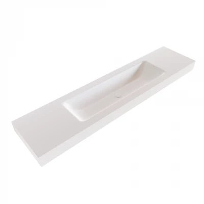 Solid-S Miami Large solid surface vrijhangende wastafel 150x46x12cm mat wit - 1 wasbak midden 1208947452