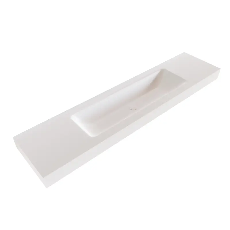 Solid-S Miami Large solid surface vrijhangende wastafel 160x46x12cm mat wit - 1 wasbak midden 1208947453