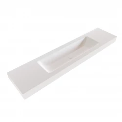 Solid-S Miami Large solid surface vrijhangende wastafel 200x46x12cm mat wit - 1 wasbak midden 1208947457
