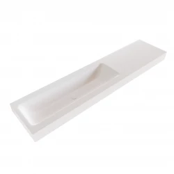 Solid-S Miami Large solid surface vrijhangende wastafel 140x46x12cm mat wit - 1 wasbak links 1208947458