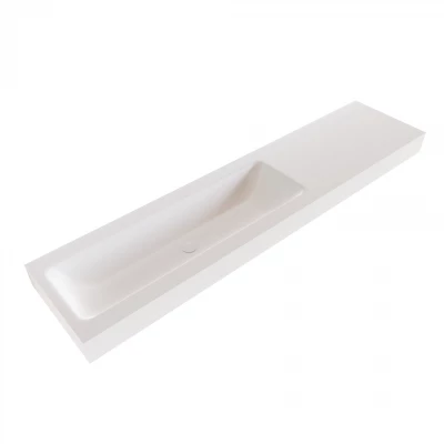 Solid-S Miami Large solid surface vrijhangende wastafel 160x46x12cm mat wit - 1 wasbak links 1208947460