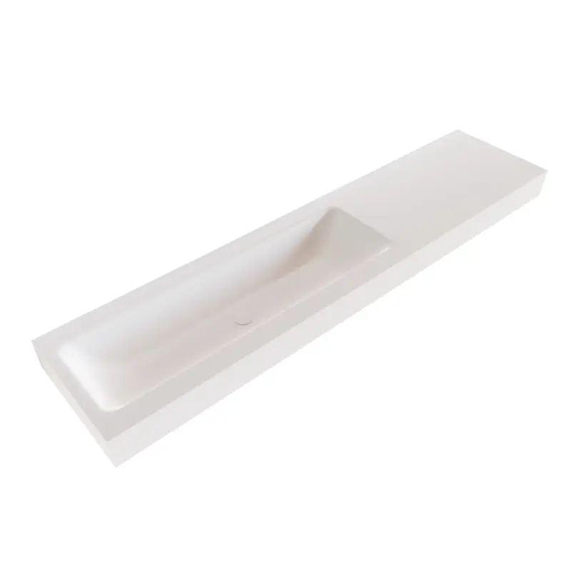 Solid-S Miami Large solid surface vrijhangende wastafel 170x46x12cm mat wit - 1 wasbak links 1208947461