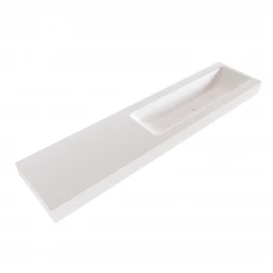 Solid-S Miami Large solid surface vrijhangende wastafel 160x46x12cm mat wit - 1 wasbak rechts 1208947467