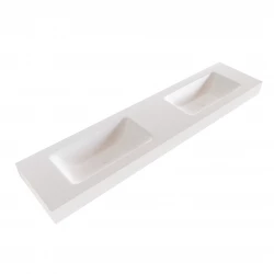 Solid-S Miami Small solid surface vrijhangende wastafel 190x46x12cm mat wit - 2 wasbakken 1208947478