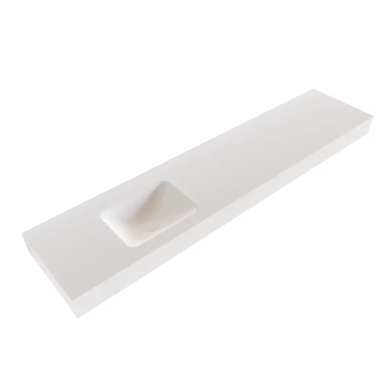 Solid-S Boston solid surface vrijhangende wastafel 190x41x12cm mat wit - 1 wasbak links 1208947498