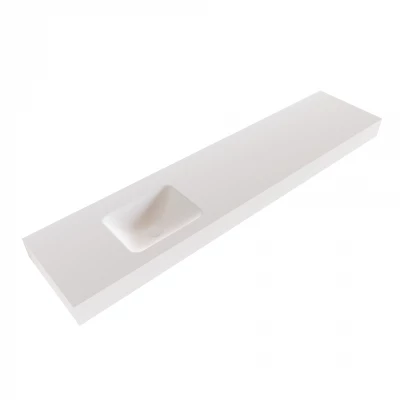 Solid-S Boston solid surface vrijhangende wastafel 170x41x12cm mat wit - 1 wasbak links 1208947510