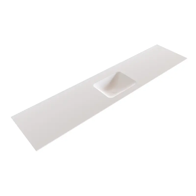 Solid-S Boston solid surface vrijhangende wastafel 190x41x12cm mat wit - 1 wasbak midden 1208947512