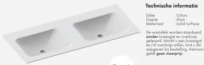Solid-S Boston solid surface vrijhangende wastafel 150x41x12cm mat wit - 1 wasbak links 1208947513