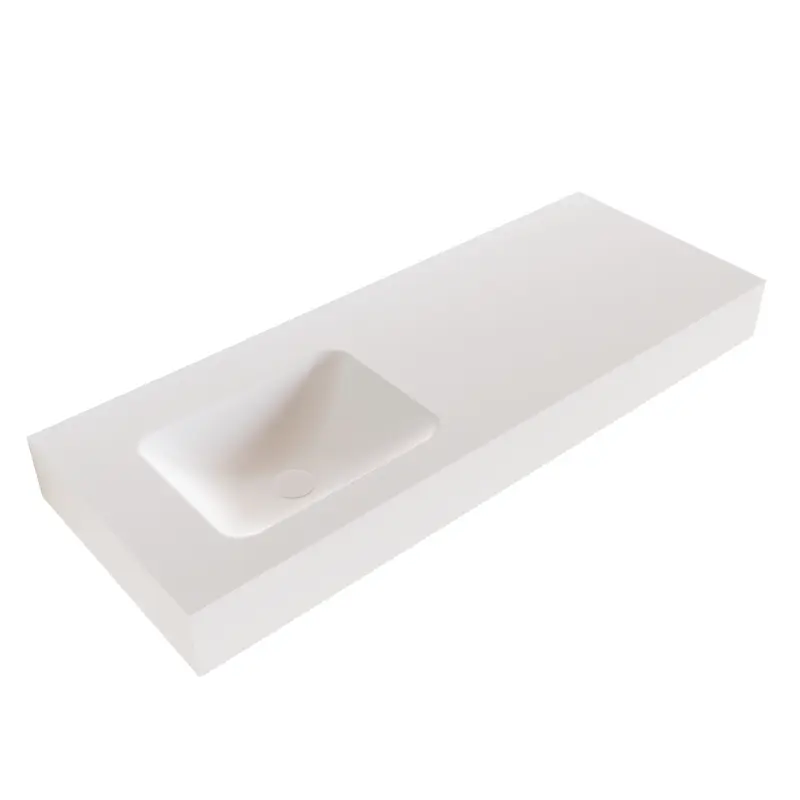 Solid-S Boston solid surface vrijhangende wastafel 120x41x12cm mat wit - 1 wasbak links 1208947516